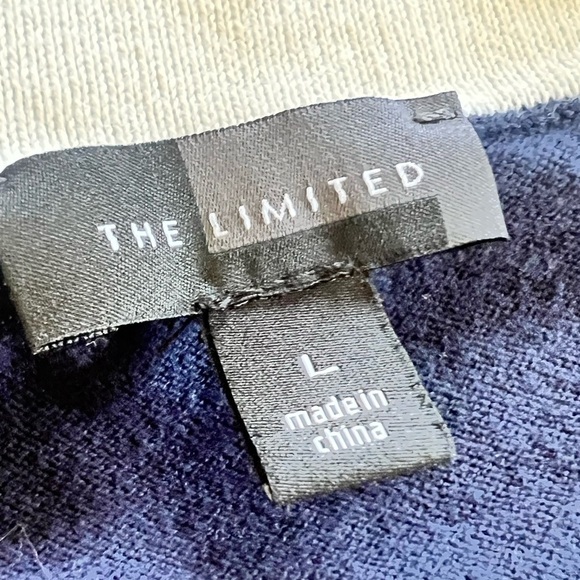 The Limited Large Navy Blue Button Front Cardigan Vneck Nautical Preppy Office - Picture 5 of 7